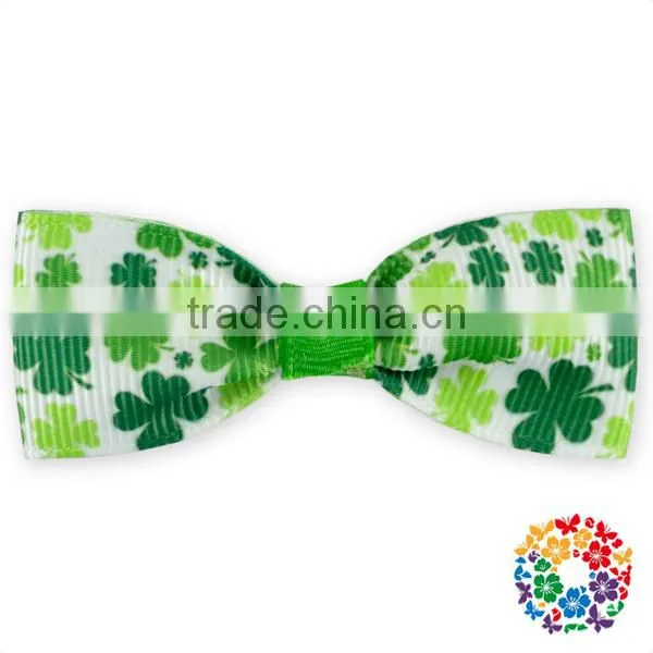 100% Polyester Green White Little Girl hair bow clip one size fit most