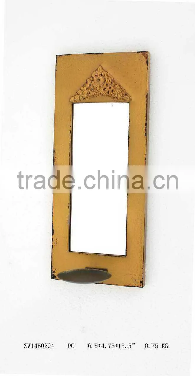 wall candle holder with metal base in yellow color