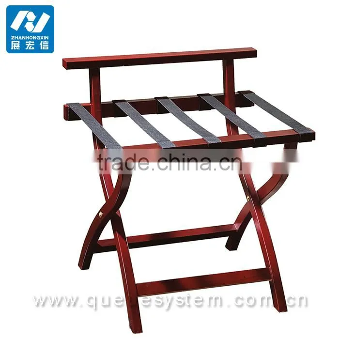 Solid Wood Hotel Room Luggage Rack with Back