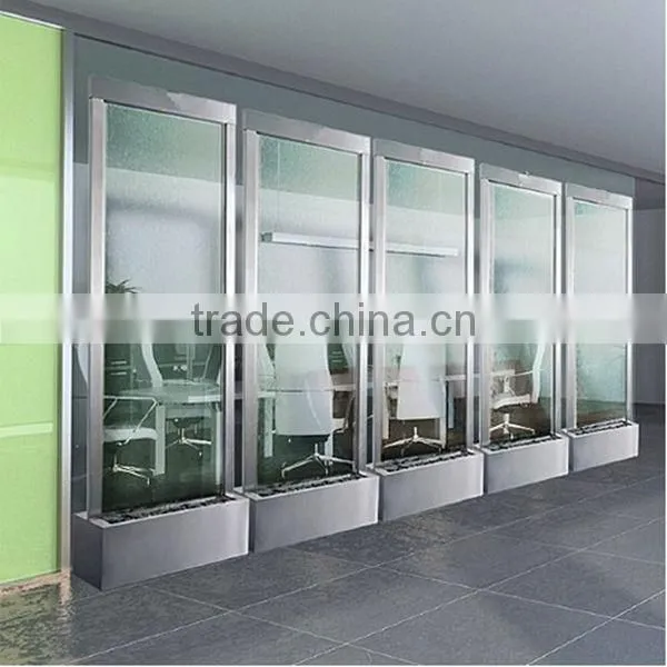 indoor decorative waterfall with decoration glass waterfall used office partition wall