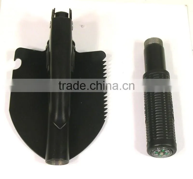 outdoor survival garden folding spade with compass