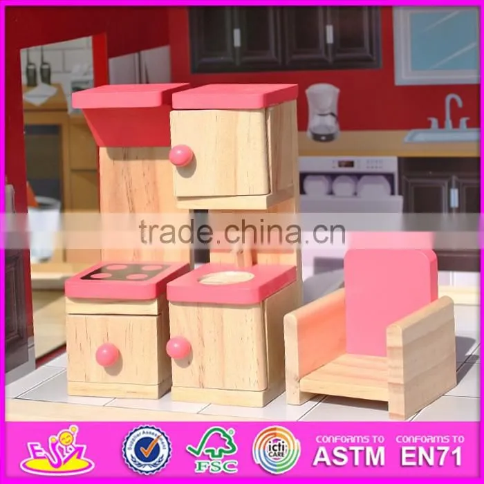 2016 New design children big wooden toy fire station for sale W06A138