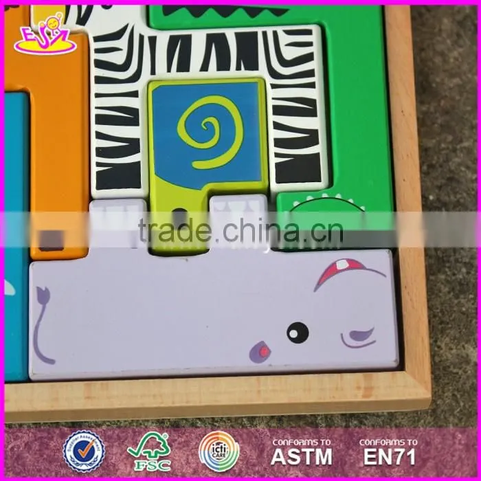 2017 New design animals shape children educational toy wooden best jigsaw puzzles W14A109