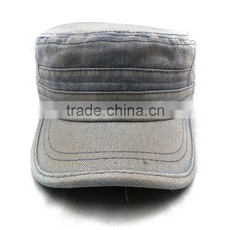 Customize Blank Washed Denim Military Caps Dongguan Factory