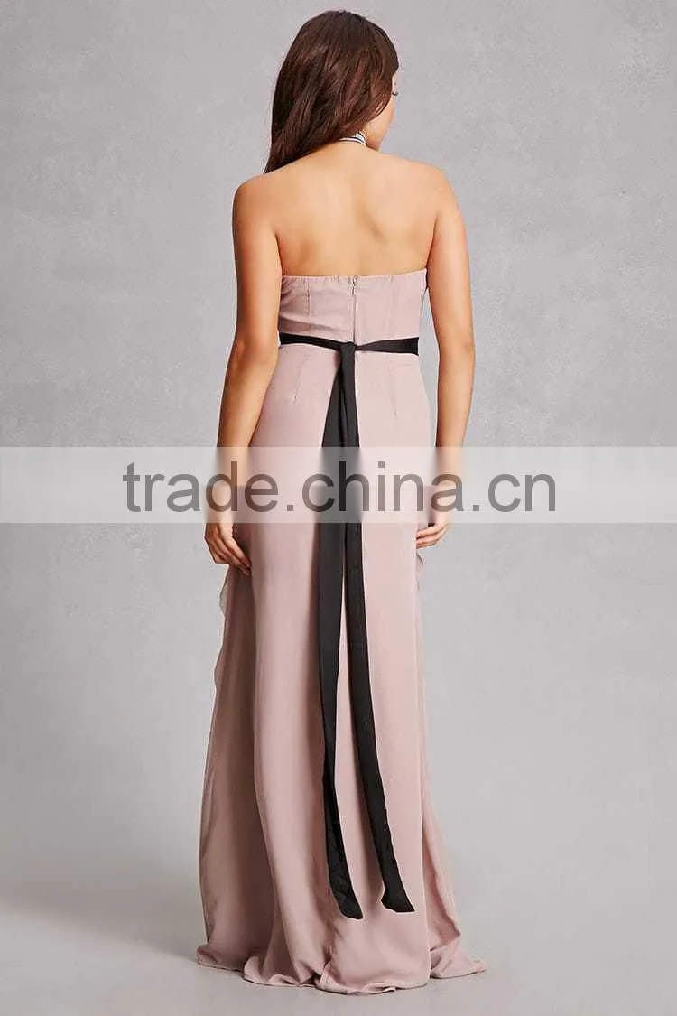 China Clothing OEM evening Gown wholesale slim dress women Ruffled Maxi Dress