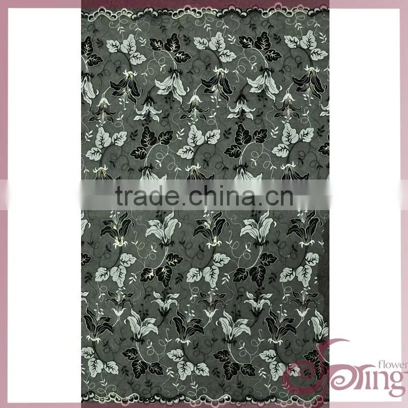 Lily embroidered mesh swiss lace fabric, sequin bridal lace fabrics for dress