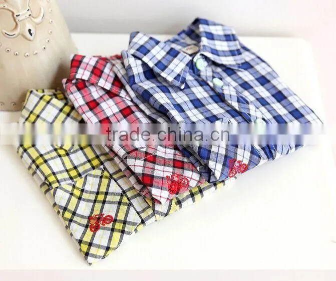 2015 Summer Boy's Short Sleeve Shirts Children Checked Shirts Latest Styles of Boys Shirt Blouse