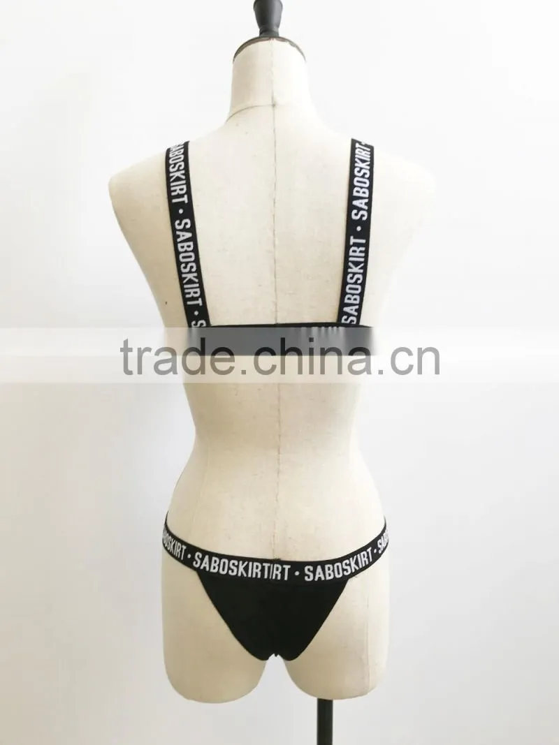 2017 new design letters printing open sexy girl full photo fashion sexy girl swimwear