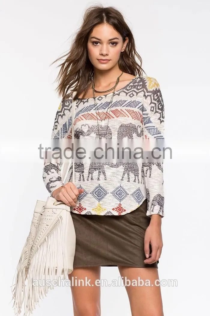 ladies elephant parade long sleeve fashion t shirt low price