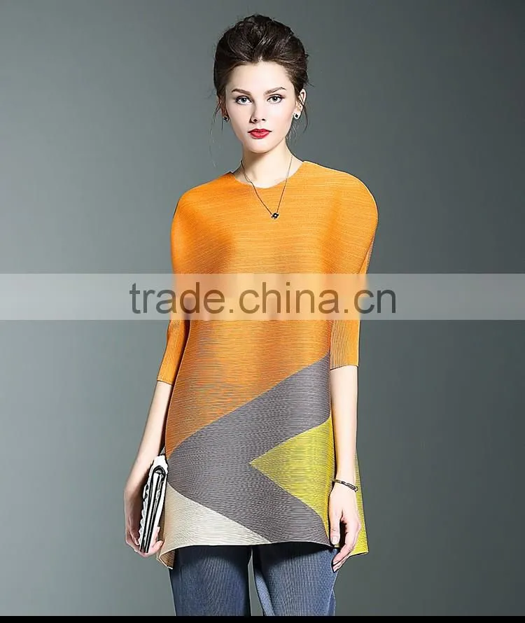 Latest new womens big yards loose contrast color fold dress