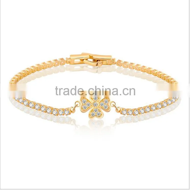 Eco-friendly copper 18K gold plating crystal bracelet for young lady
