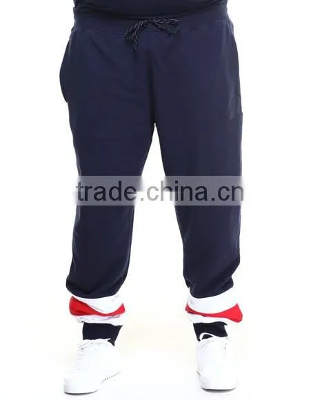 adjustment draw-strings waistline pants Pieced contrasting color block design Sweatpant plus size casual pant