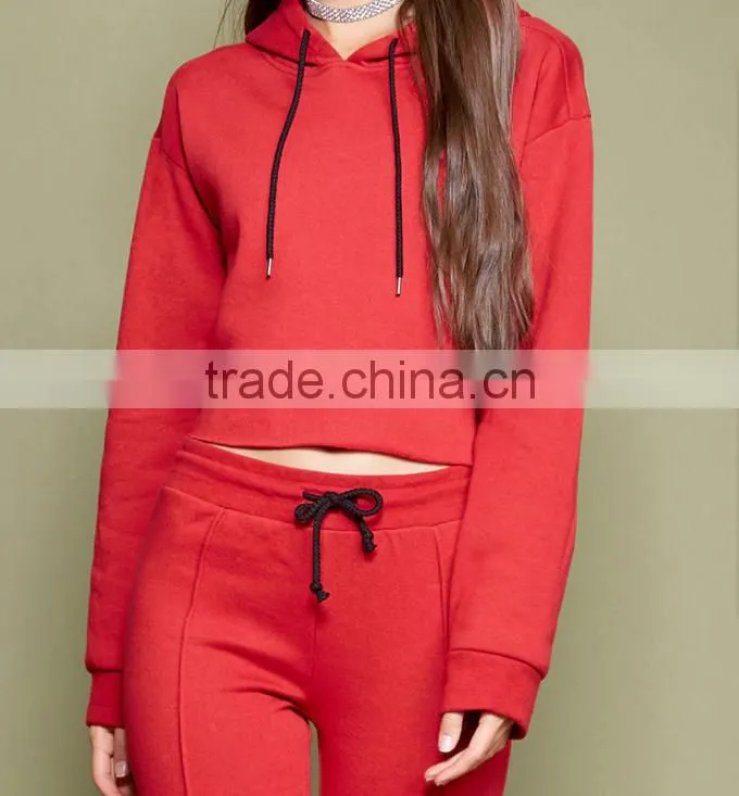 2016 hot sale women pullover plain latest design tracksuit