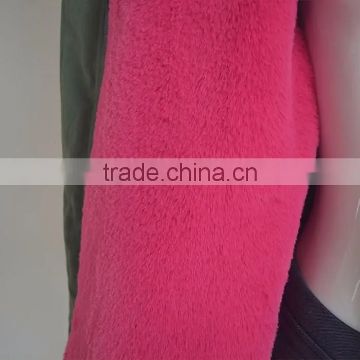 Myfur Long Parka with Rose Hot Pink Raccoon Fur Hood For Ladies