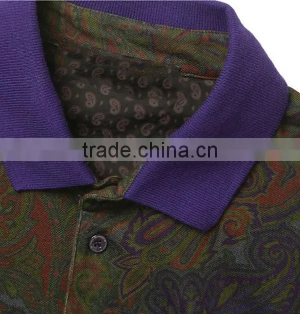 Paisley-print cotton-blend customize mens shirt polo