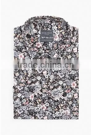 Hot design for man grey floral shirts mens dress shirts