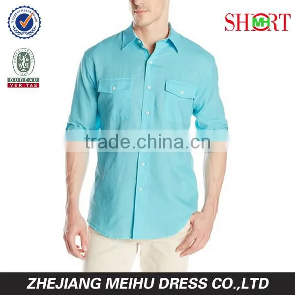 Men's Cane Bay Roll Up Sleeve Linen Cotton Button Down casual Shirt