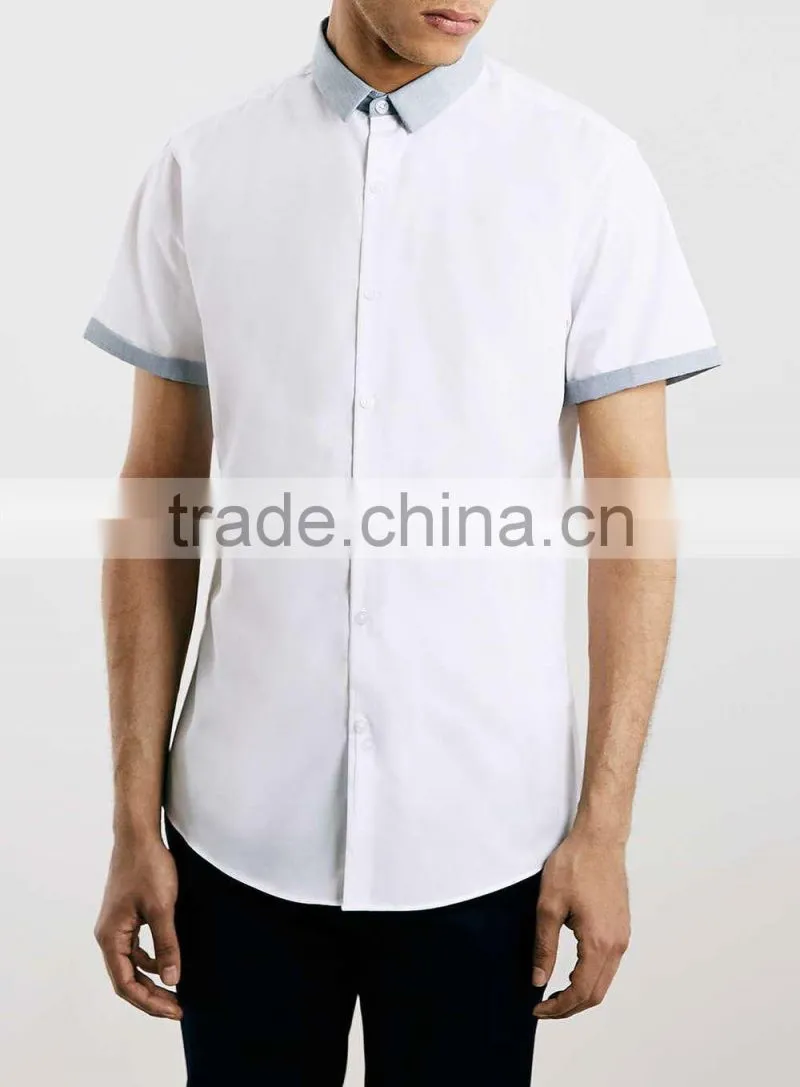2015 Grey Contrast Collar Smart Shirt tailored shape dress shirt latest shirt designs for men