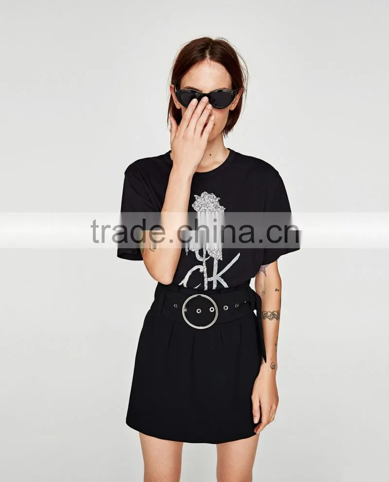 Guangzhou Shandao Factory OEM Customized 160g 100% Cotton Logo Printed Short Sleeve O-Neck T Shirt Design For Ladies