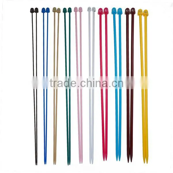 Custom 36.0cm Colorful Plastic Single Pointed Knitting Needles