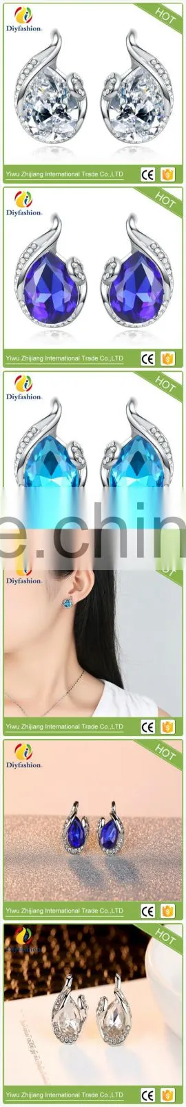 latest fashion drop shape ladies zircon stone stud earrings
