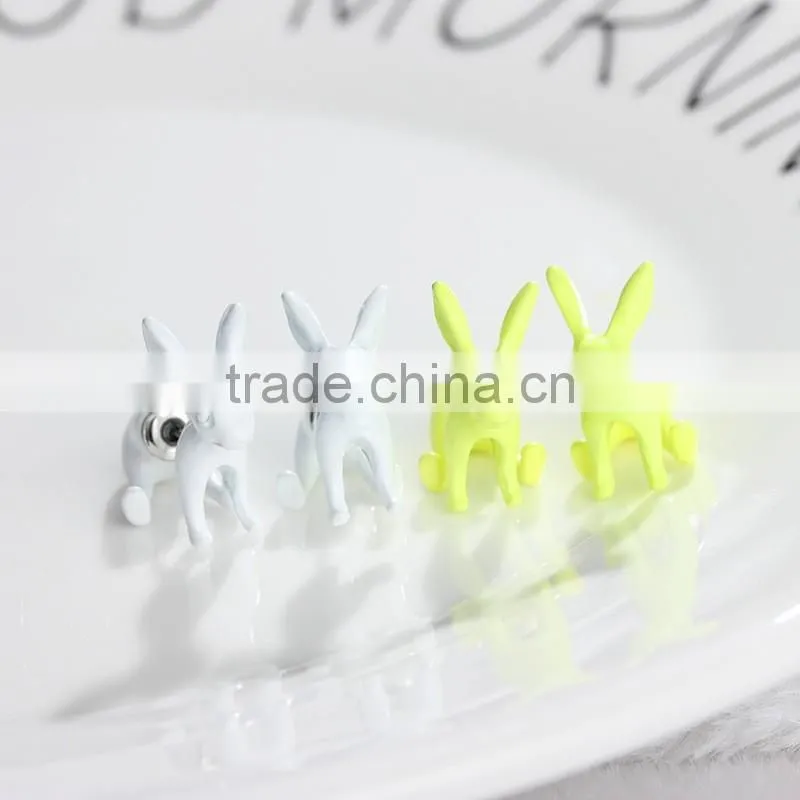 2017 Hot Sell Cute Rabbit Earring Colorful Animals lovely Cartoon Earring For Women