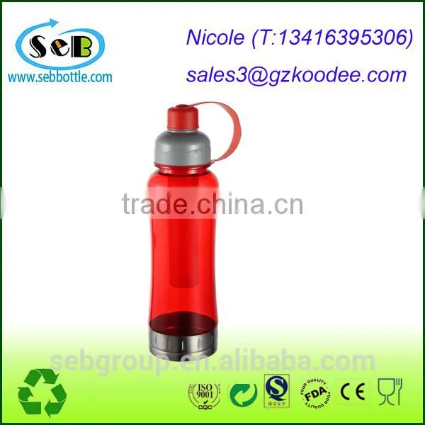 Ice Sticker Plastic Sport Water Bottle, Flip Straw Lid