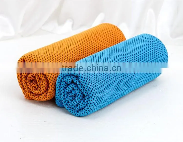 High quality 100% cool ice fabric material microfiber cool ice sport towel can be print custom logo on ice cool towel