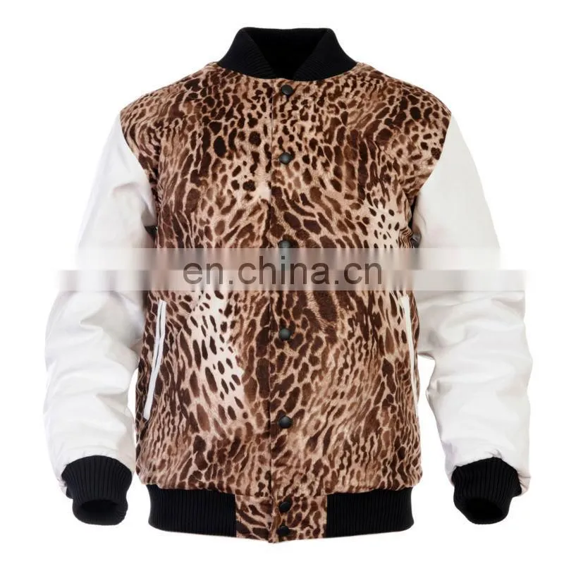 fashion cotton and spandex leopard printed cuff slim blazer jacket 2016 design