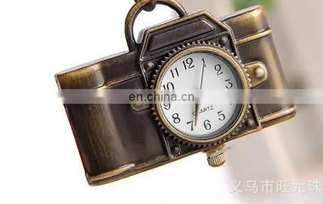 Pocket Watch Camera Pendant Necklace Quartz Antique Bronze Alloy Watch Long Chain Necklace birthday gift