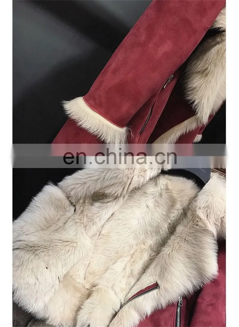 Winter Wholesale Custom Long Sleeve Real Sheep Fur Pure Leather Jacket