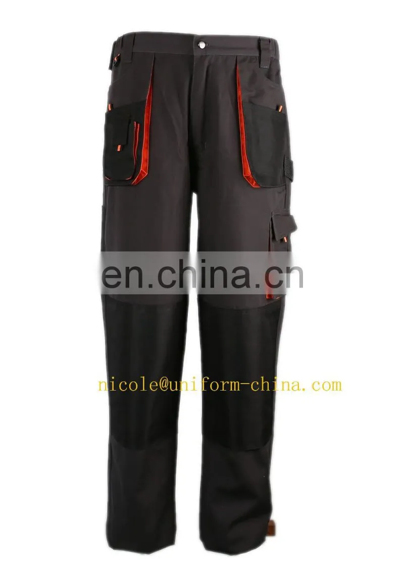 wholesale khaki black 80%polyester 20%cotton men's cargo work pants with many pockets and knee pad