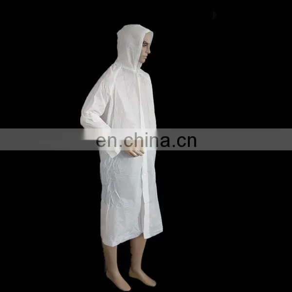 Disposable nonwoven plastic rain coat with cap waterproof CE ISO certificate