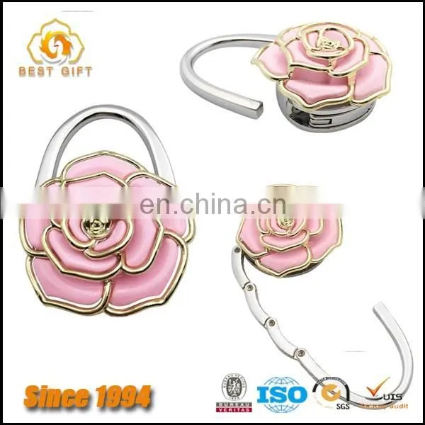 Jewelry Pink Enamel Rose Zinc Alloy Bag Hanger