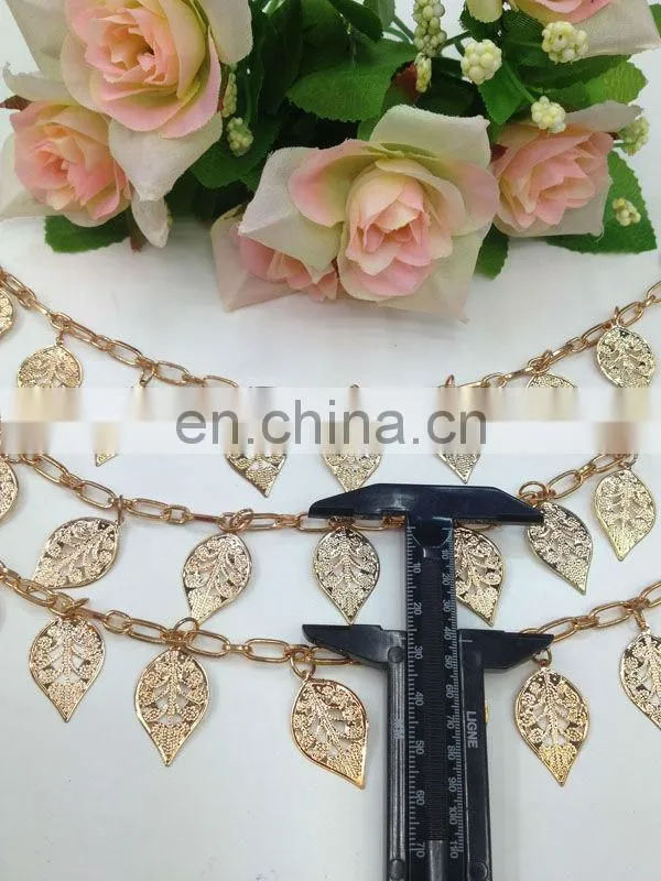 hot sell drop crystal gold color metal chain trimming sew on clothing bags or shoes garment accessories
