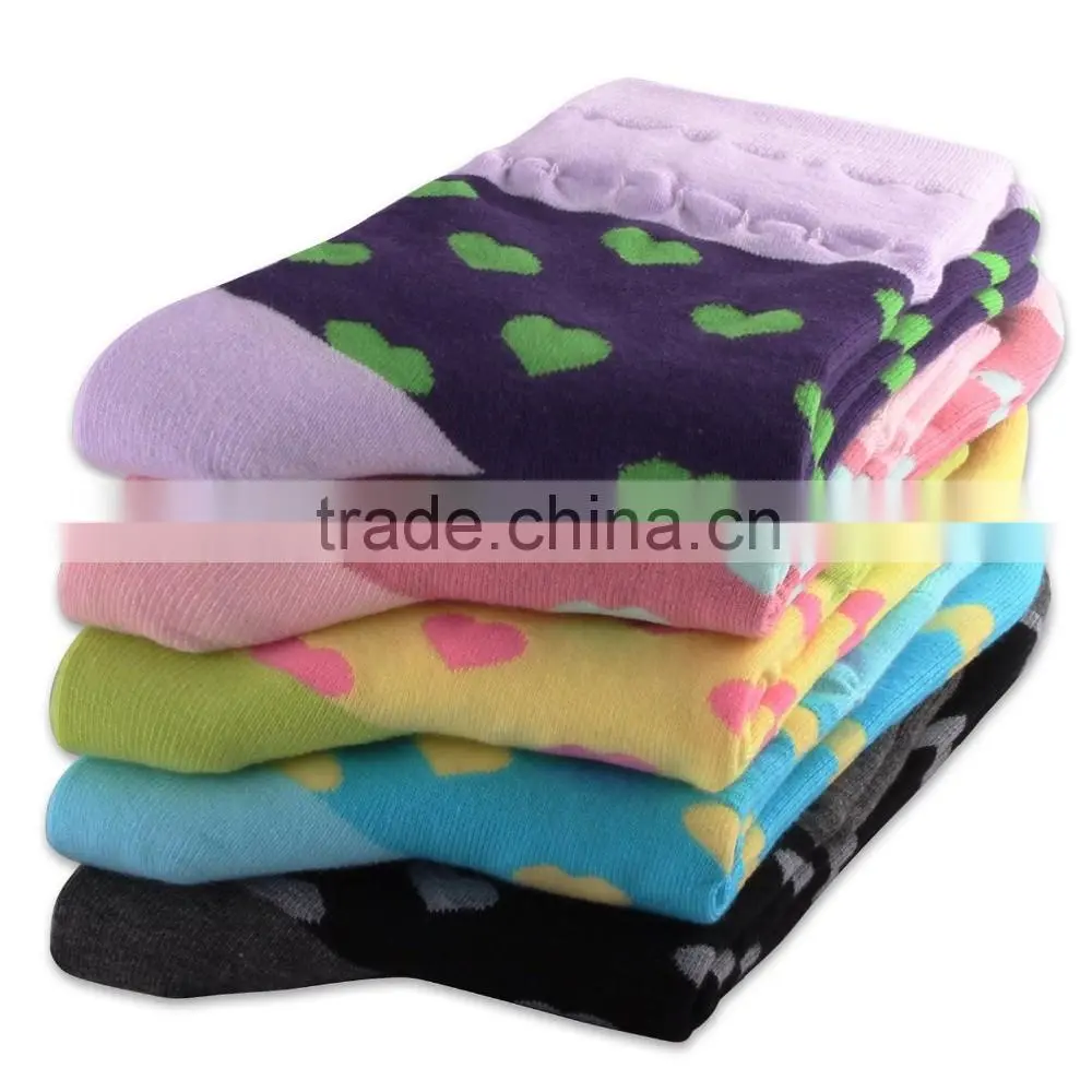 Lovely heart women colorful knitted cotton socks wholesale2016