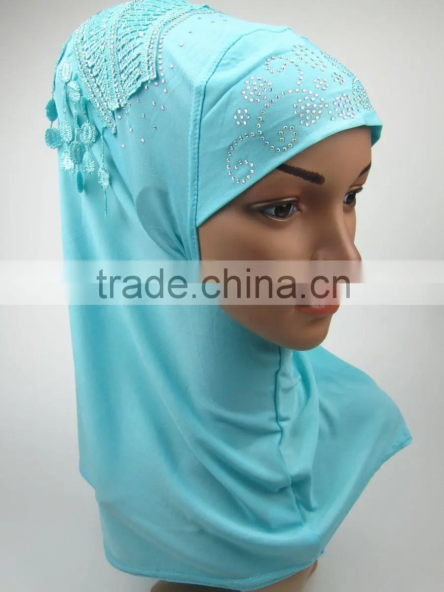 NEW 2016 spring islamic flower headscarf shawl fringe Applique HIJAB 12colors