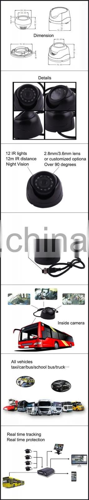 School Bus Trailer Truck Taxi Semi Tow Driver Front Rear Car Cabin DVR CCTV Interior System Tracking Camera Security for Volvo