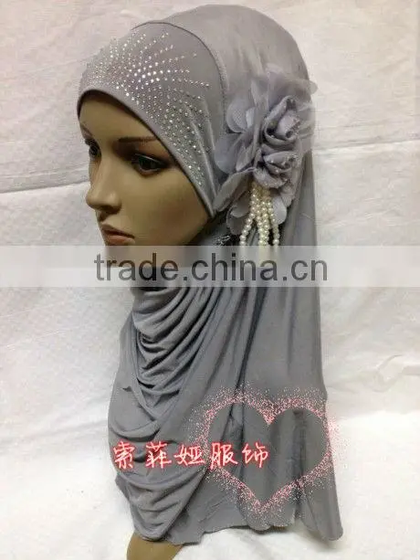 A564 professional PEARL hijab islamic head scarf FLOWER muslim hijab