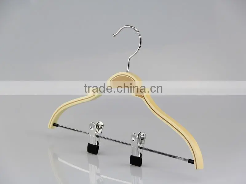 HA6888 cheap laminated wood hanger coat hanger with clips