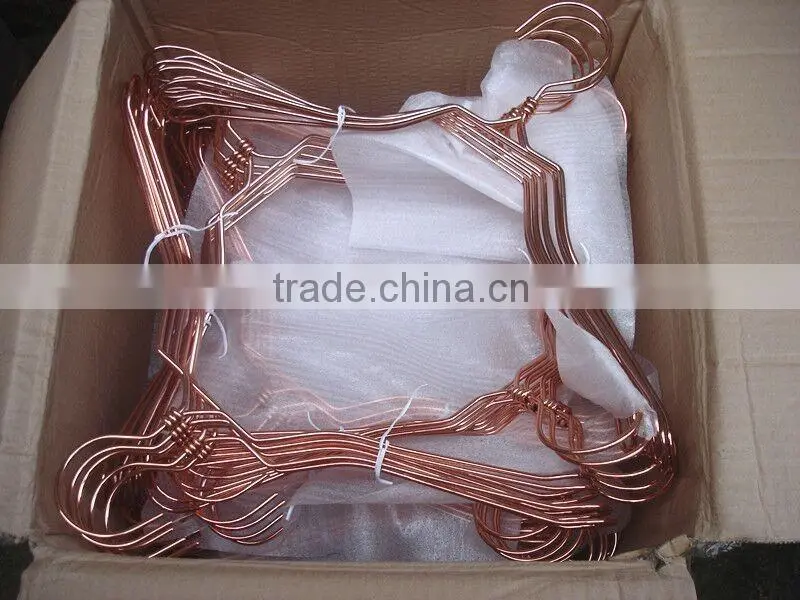 rose gold copper double metal coat hanger for boutique display