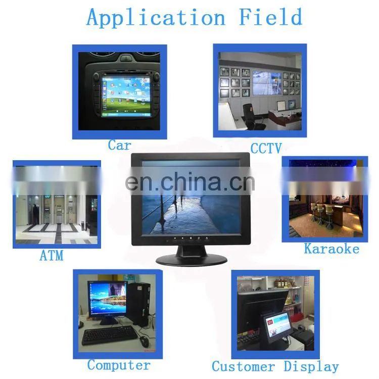 Factory price small 10.4'' lcd monitor with 12 lcd monitor vga input mount