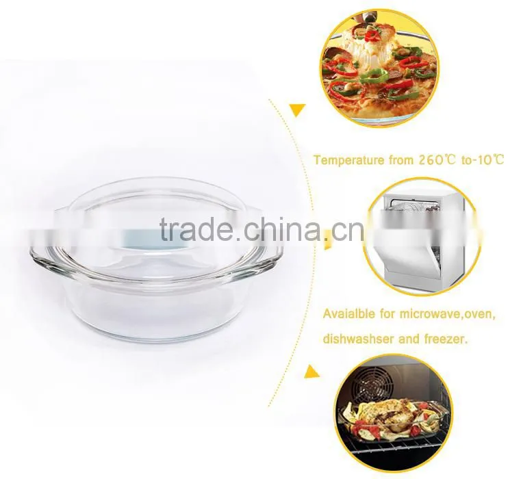 Hot selling factory direct manufacture glass plate /decal pyrex glass food dish