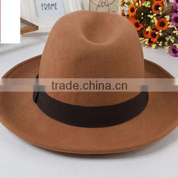 Wholesale Sakkas Grant Western Style short Brim Wool Fedora Hat fashionable Europen Vintage Style mens wool felt fedora hat