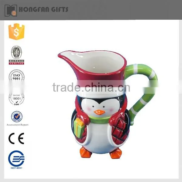 2016 New style ceramic christmas penguim milk jar