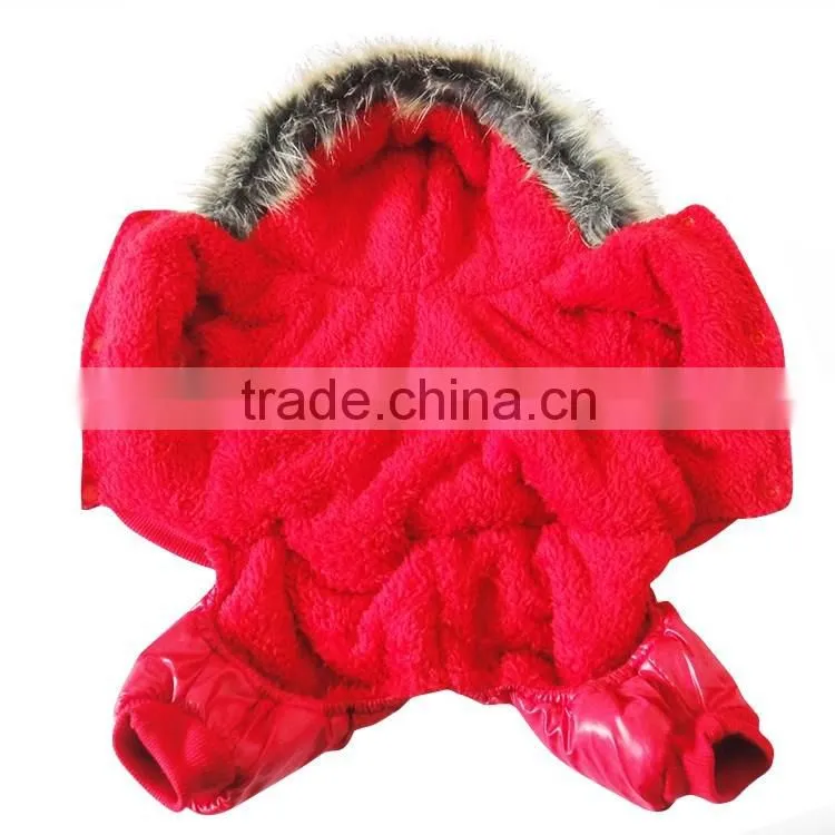 Luxury fur flower cotton Red dog clothes