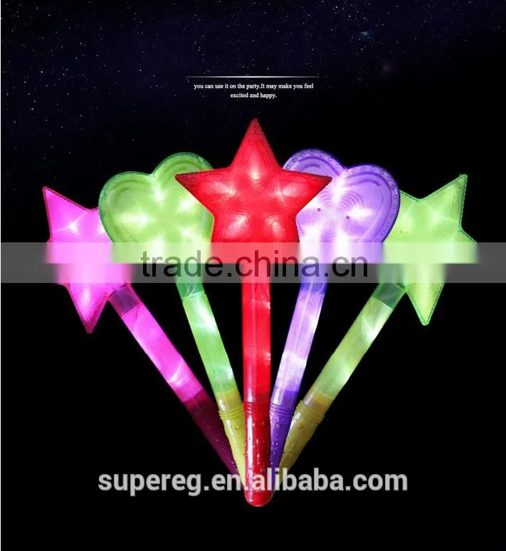 Color Star/Heart LED Light Stick Shiny Cheering Glow Flash Light Stick Christmas Gift Party