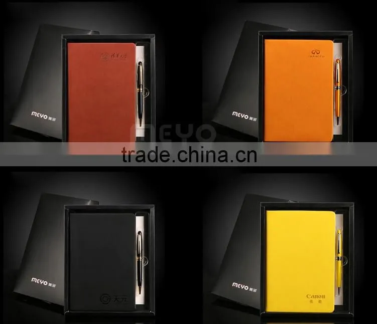 Colorful brand new notebook leather with ballpoint pen business gift set