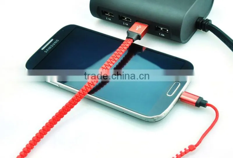 High speed 2 in 1 Zipper USB Cable Multi USB Charging connector Cable For Smartphone