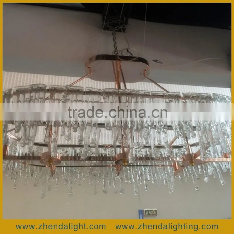 Brilliant Oval Shape Ice Flow Art Top Class Hand Blown Glass Pendent Chandelier